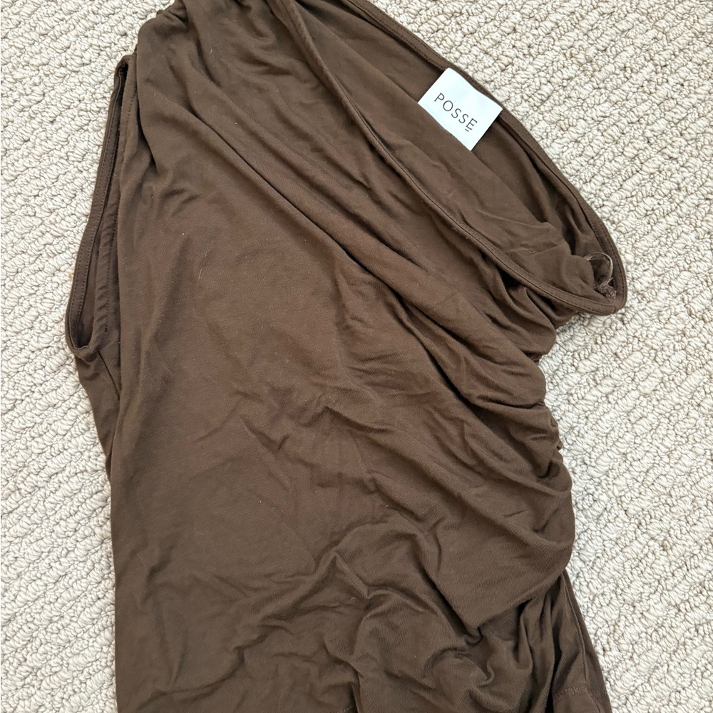 Posse Brown Draped Top